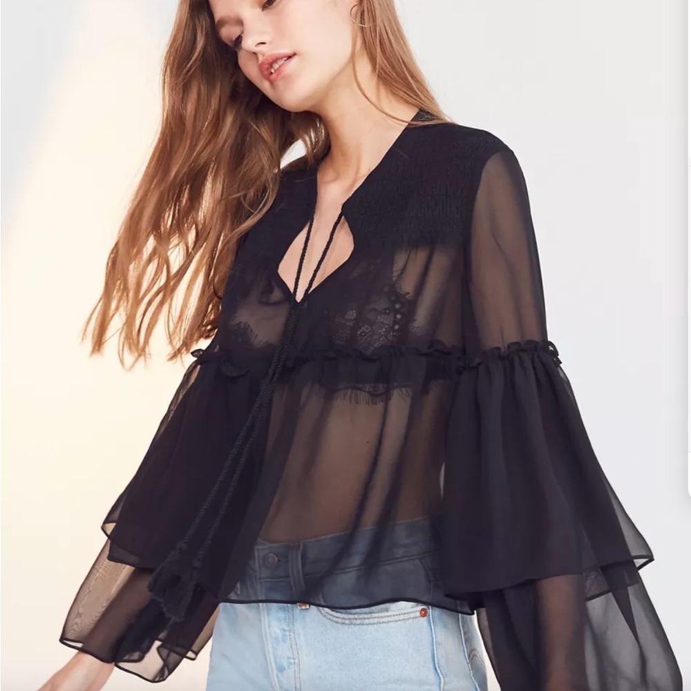 Ecote Chiffon Bell Sleeve Top from Urban Outfitters